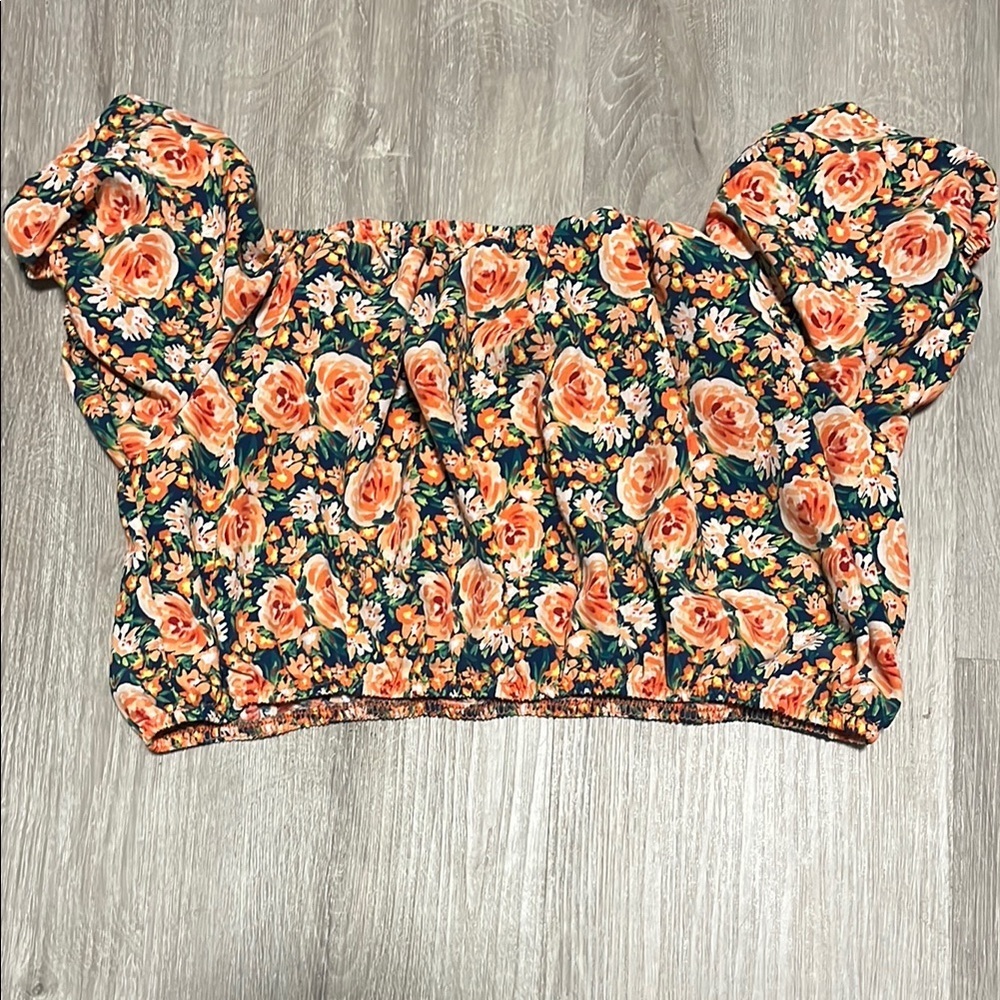 Floral Puff Sleeve Girls Top